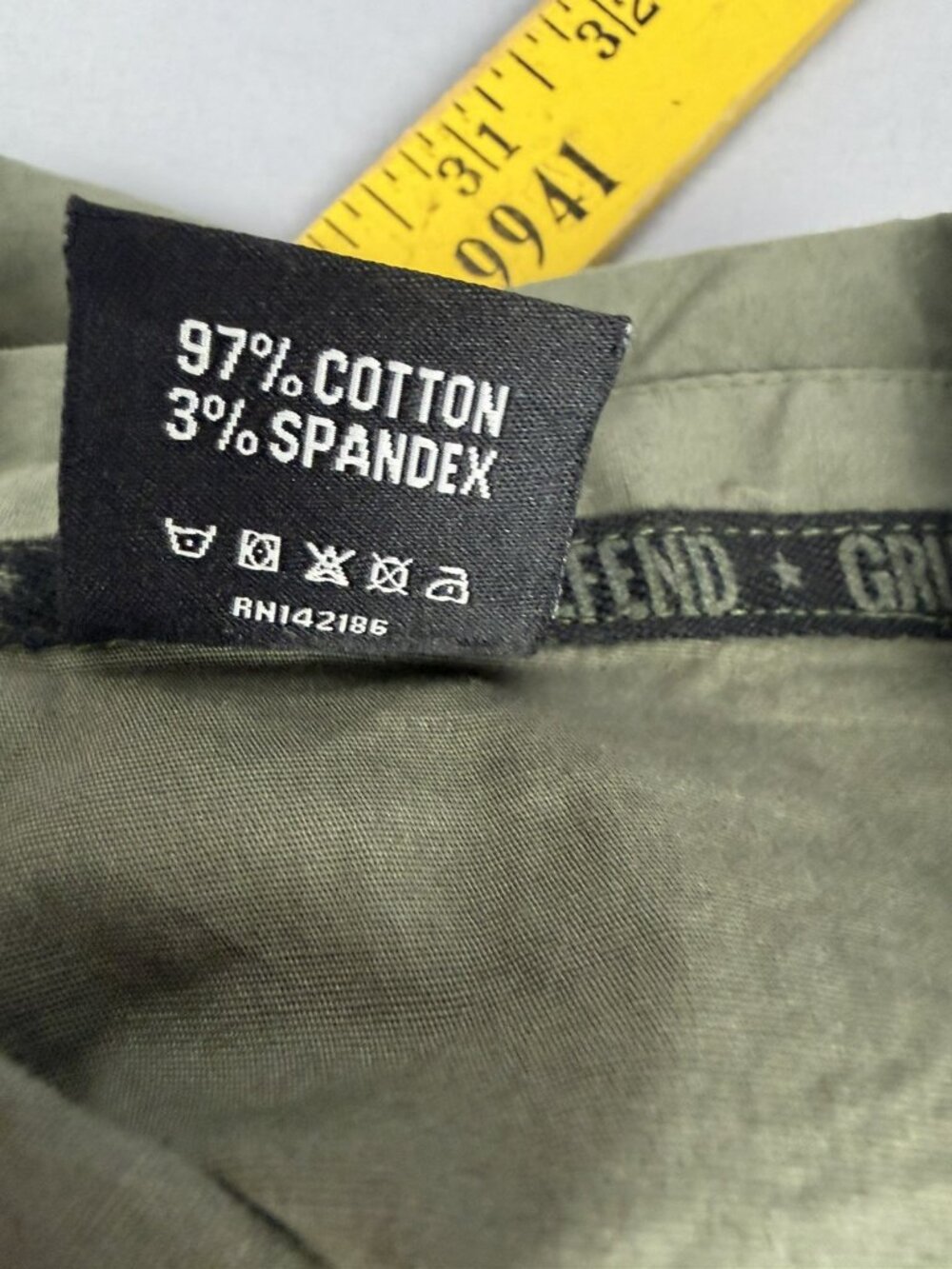 Grunt Style Button Down Shirt Mens Sz Med Garage Flag Patch Military Green New - Picture 7 of 9